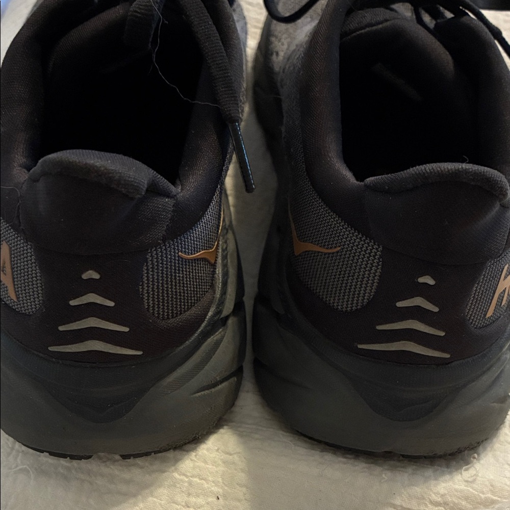 Hoka Women's Gray Clifton 8 Running Shoe with Orange Logo Accent - Picture 5 of 10